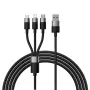 Baseus StarSpeed USB 3-in-1 multi nabíjací kábel USB-C + Micro USB + Lightning 3.5A 1,2m čierny