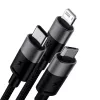 Baseus StarSpeed USB 3-in-1 multi nabíjací kábel USB-C + Micro USB + Lightning 3.5A 1,2m čierny