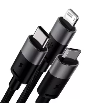 Baseus StarSpeed USB 3-in-1 multi nabíjací kábel USB-C + Micro USB + Lightning 3.5A 1,2m čierny