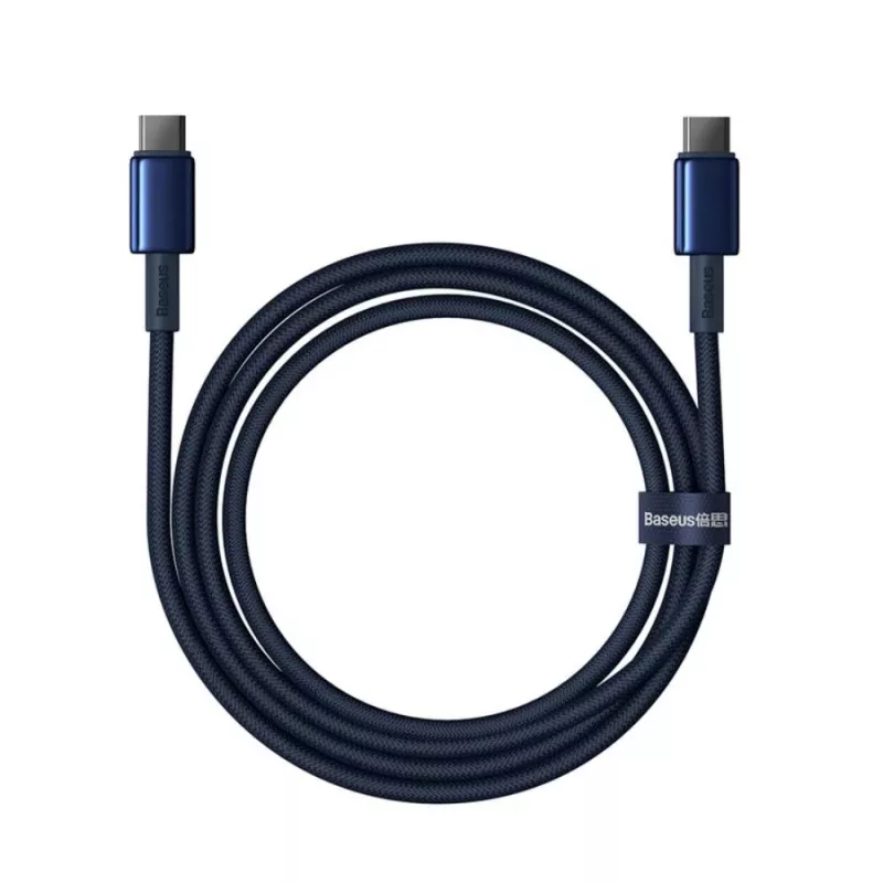 Baseus Tungsten Gold USB-C na USB-C kábel 100W PD 1m modrý