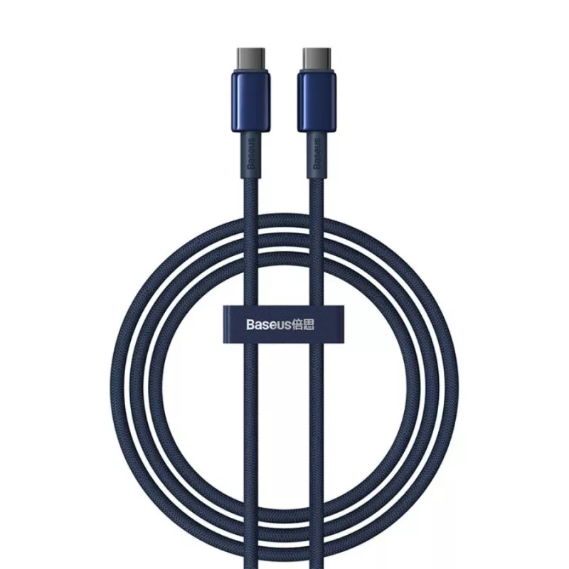 Baseus Tungsten Gold USB-C na USB-C kábel 100W PD 1m modrý