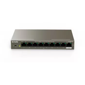 Tenda TEF1109P-8-102W 9-portový stolový PoE switch s 8 PoE+ portami, 102W rozpočet, 10/100 Mbps