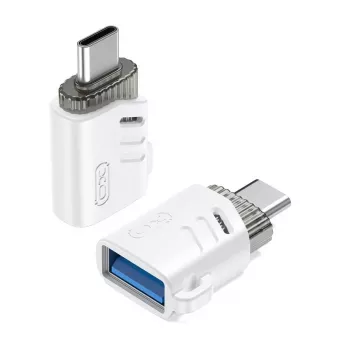 Adaptér OTG XO NB256B USB-A samica na USB-C samec, biely (NB256B)