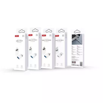 Adaptér OTG XO NB256B USB-A samica na USB-C samec, biely (NB256B)