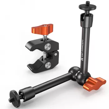 KF Magic Arm + Super Clamp montážna súprava so závitom 1/4 palca & 3/8 palca, čeľusť 15-55 mm, čierna