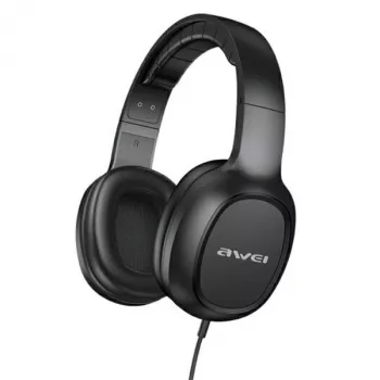 AWEI GM-6 over-ear herný headset s mikrofónom, káblový 3,5-mm jack, 40-mm meniče, čierna