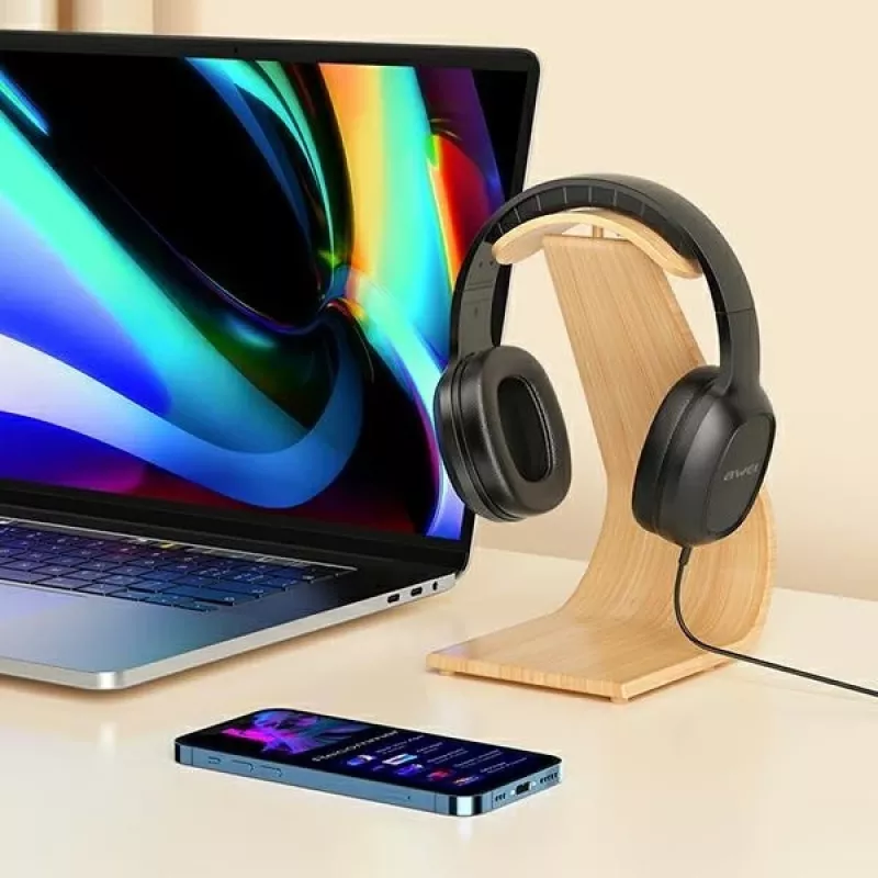 AWEI GM-6 over-ear herný headset s mikrofónom, káblový 3,5-mm jack, 40-mm meniče, čierna