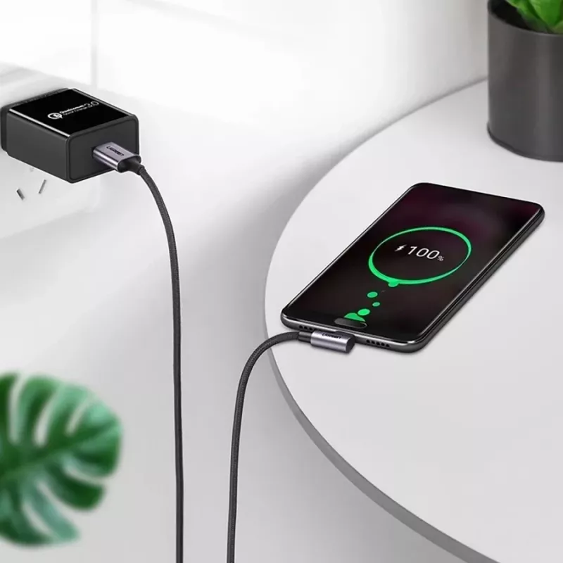 UGREEN US284 USB-A na USB-C uhlový kábel, 3A, 3m, čierna