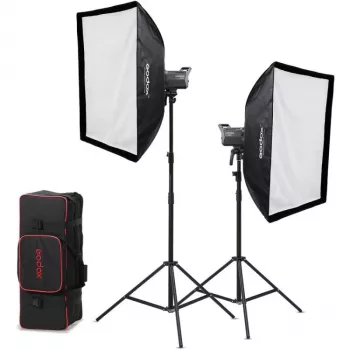 Godox Litemons LA200D K2 2-svetlová denného svetla LED monolight sada so softboxmi, statívmi a prenosnou taškou