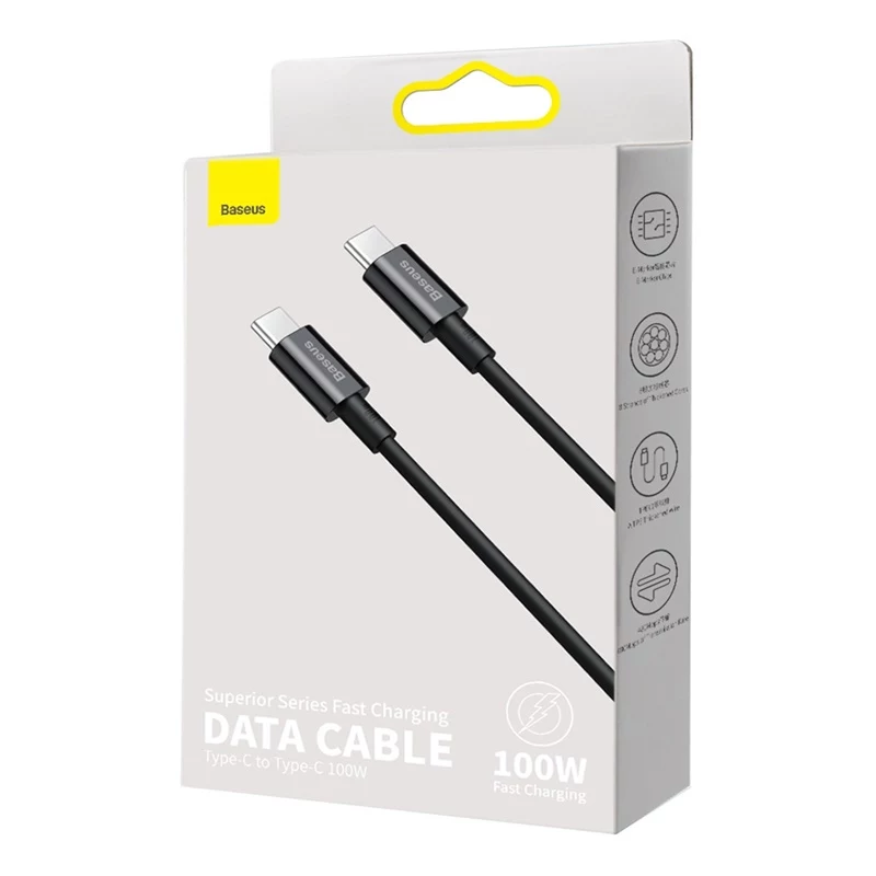 Baseus CATYS-C01 USB-C na USB-C 100W PD rýchlonabíjací kábel 2m čierny