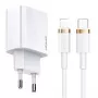 USAMS T34 20W USB-C PD nástenná nabíjačka so súpravou kábla U63 USB-C na Lightning - biela