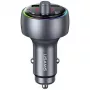USAMS CC328 30W Bluetooth FM transmitter auto nabíjačka s USB-C PD a USB-A QC3.0, handsfree, LED displej, čierna
