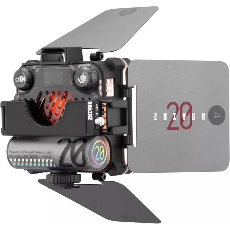 Zhiyun M20 Combo 20W bi-color LED video svetlo set s RGB, mini statív, difúzor, grid, barndoors