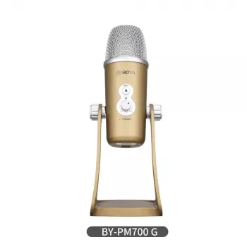 BOYA BY-PM700G USB kondenzátorový mikrofón so 4 smerovými charakteristikami, 24-bit/48kHz, regulátor zisku a stlmenia, monitorovanie slúchadlami, pre PC/Mac