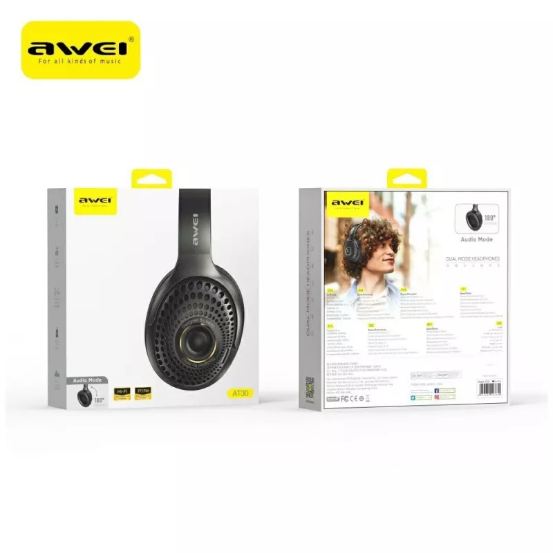 AWEI AT30 Bluetooth 6.0 Bezdrôtové slúchadlá, čierne