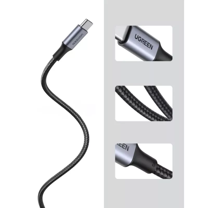 UGREEN USB-C na USB-C kábel 100W 5A čierny 1,5m