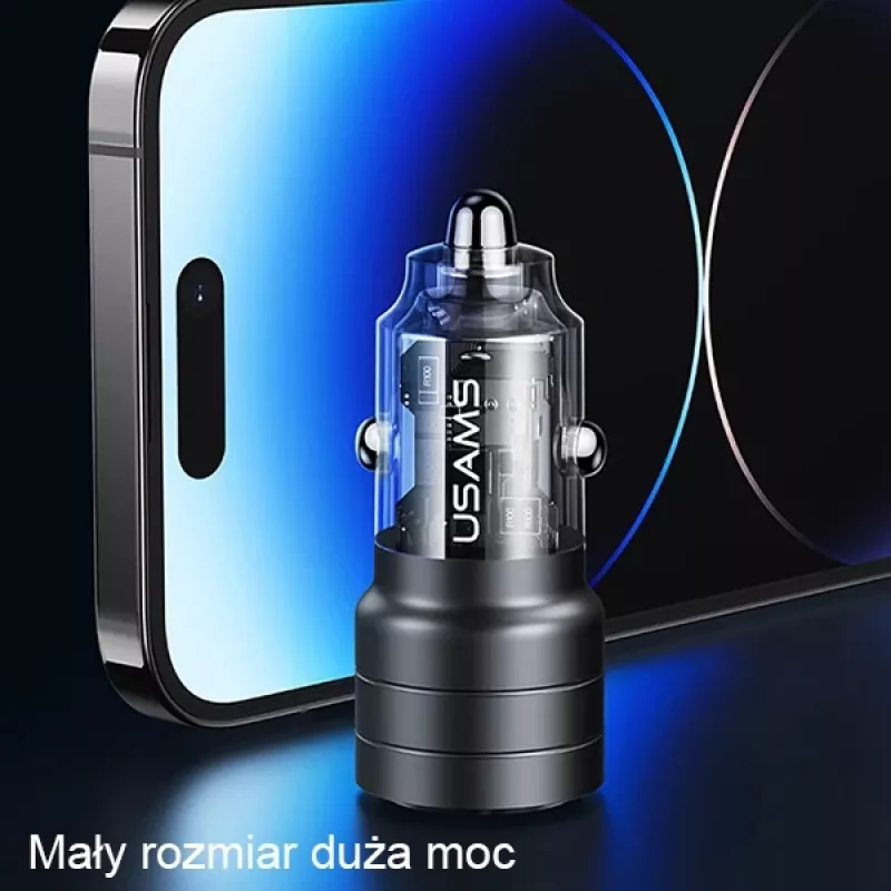 USAMS C36 95W rýchlonabíjacia auto nabíjačka USB + USB-C čierna CC176CC01 (US-CC176)