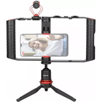 BOYA BY-VG380 Sada pre video so smartfónom s mikrofónom BY-MM1 Pro, LED svetlom a statívom pre vlogovanie, live streaming a mobilné natáčanie