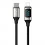 USAMS U78 pletený USB-C na Lightning kábel s LED indikátorom 1,2m 20W PD rýchle nabíjanie biely SJ545USB02