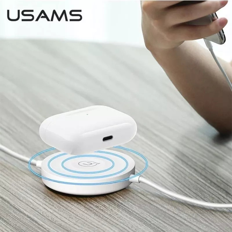 USAMS US-CC096 10W Qi bezdrôtová nabíjačka s Lightning káblom - čierna