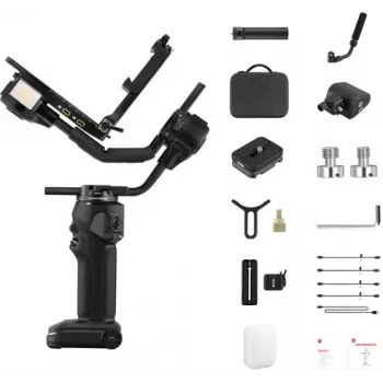 ZHIYUN CRANE 4 COMBO 3-osový stabilizátor gimbal pre kameru s nosnosťou 6kg, 12h batéria, dotykový displej a prídavné svetlo, čierna