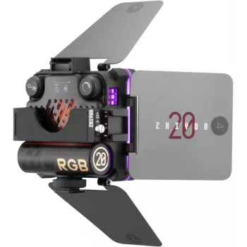 Zhiyun M20C COMBO RGB LED prídavné svetlo s magnetickým uchytením, 20W, 2700K-6500K, CRI≥95, OLED displej, ovládanie cez Bluetooth aplikáciu, mini statív, difúzor, grid, úložná taška