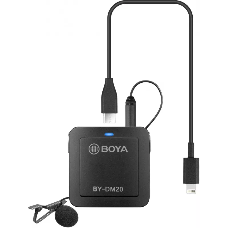 BOYA BY-DM20 dvojkanálový digitálny stereo kondenzátorový mikrofón s USB-C, Lightning a USB-A konektorom, omnidirekcionálny, 25Hz-20kHz, pre iOS, Android, Windows, Mac