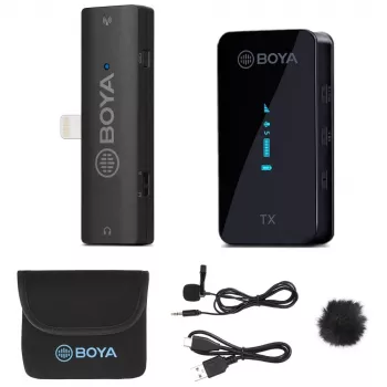 BOYA BY-XM6-S3 2,4GHz dvojkanálový bezdrôtový mikrofónový systém pre iOS zariadenia s Lightning konektorom