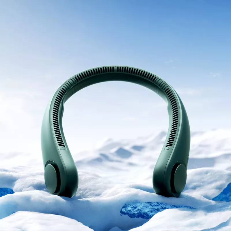 JISULIFE krčný ventilátor Life3 - prenosný bezdrôtový USB ventilátor bez lopatiek, zelený