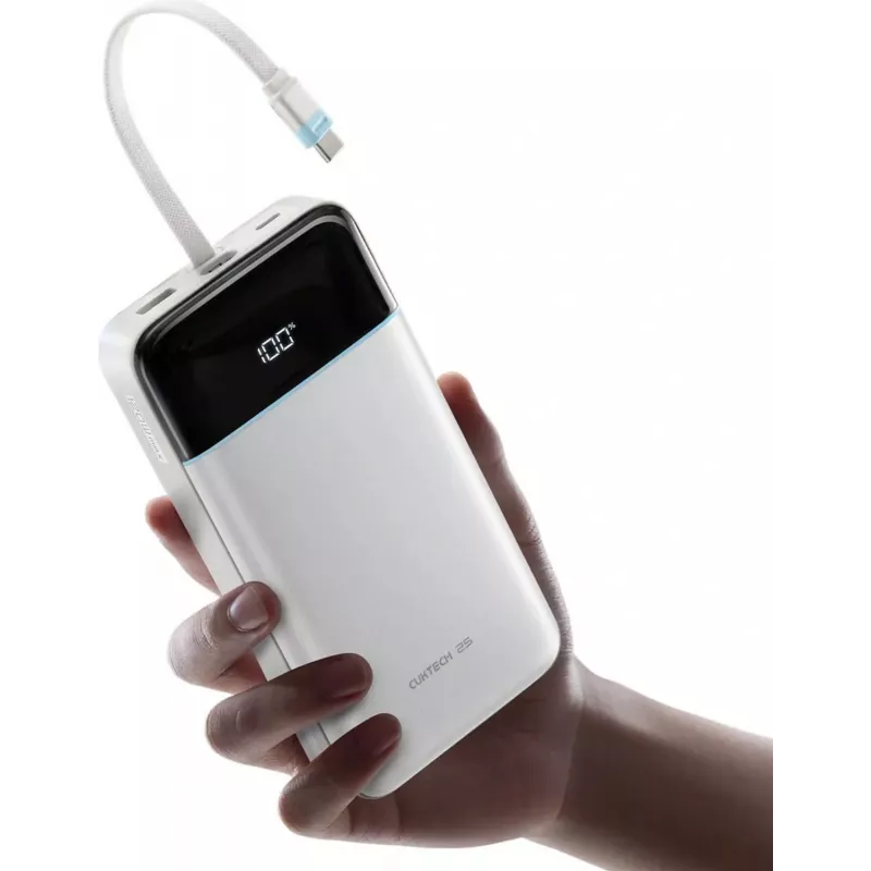 CUKTECH LPB252N 120W 25000mAh powerbank s integrovaným USB-C káblom - biela