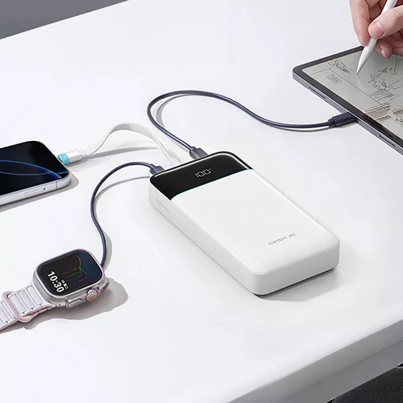 CUKTECH LPB252N 120W 25000mAh powerbank s integrovaným USB-C káblom - biela