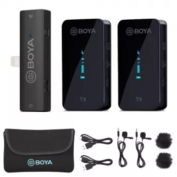 Boya BY-XM6-S4 bezdrôtový mikrofónový systém pre iOS s Lightning, 2 vysielače (BY-XM6-S4)