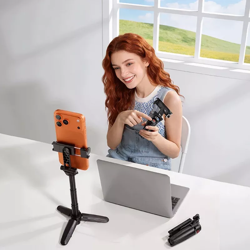 ULANZI Mini selfie tyč statív s Bluetooth diaľkovým spúšťačom pre smartfóny, čierny