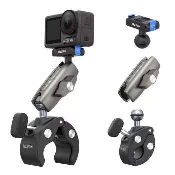 TELESIN Magic Arm Clamp Mount pre DJI Osmo Action 5 Pro/4/3, Osmo 360, GoPro, Insta360 – S3-HBM-14-TDJ
