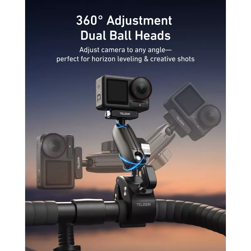 TELESIN Magic Arm Clamp Mount pre DJI Osmo Action 5 Pro/4/3, Osmo 360, GoPro, Insta360 – S3-HBM-14-TDJ