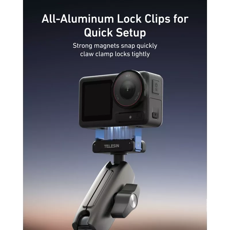 TELESIN Magic Arm Clamp Mount pre DJI Osmo Action 5 Pro/4/3, Osmo 360, GoPro, Insta360 – S3-HBM-14-TDJ