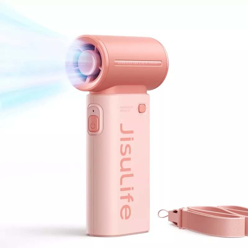 JISULIFE Life9 ručný ventilátor 3600mAh USB-C prenosný skladací stolný ventilátor - ružový