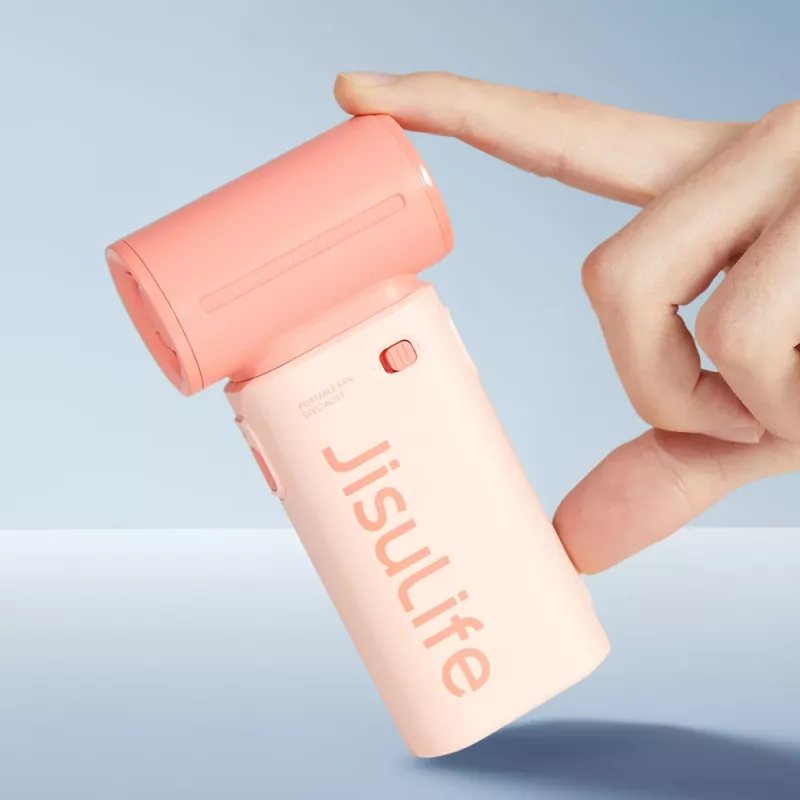 JISULIFE Life9 ručný ventilátor 3600mAh USB-C prenosný skladací stolný ventilátor - ružový