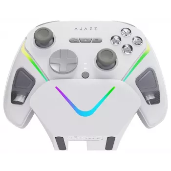 AJAZZ GP100S bezdrôtový gamepad s nabíjacou stanicou, biely