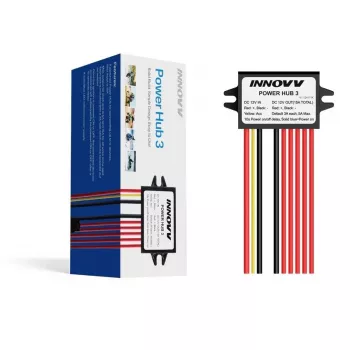 INNOVV Power Hub 3 - vodotesný 12V rozdeľovač napájania pre 5 zariadení s ochranou batérie a poistkami