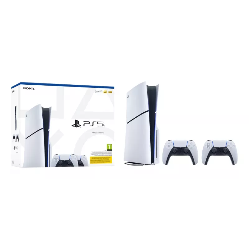 Sony PlayStation 5 Slim Disc Edition 1TB konzola - biela & čierna