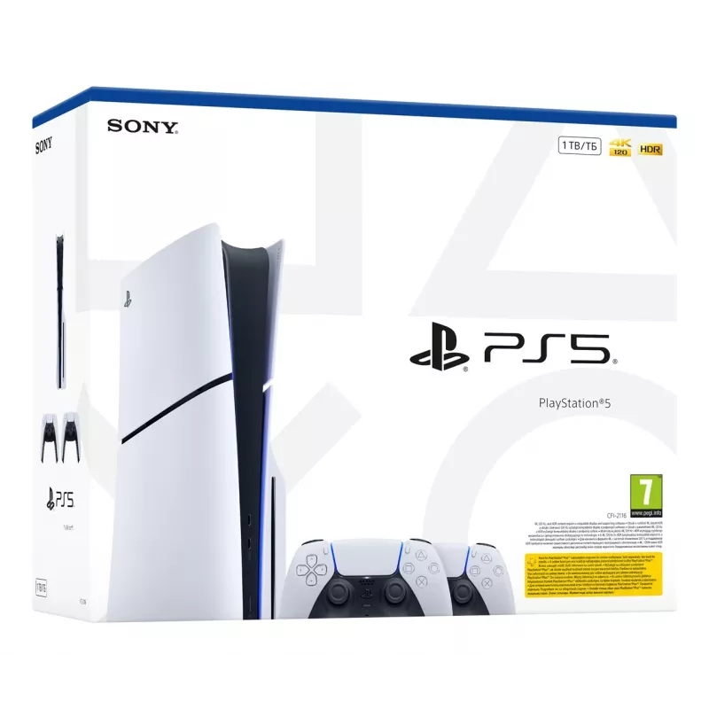 Sony PlayStation 5 Slim Disc Edition 1TB konzola - biela & čierna