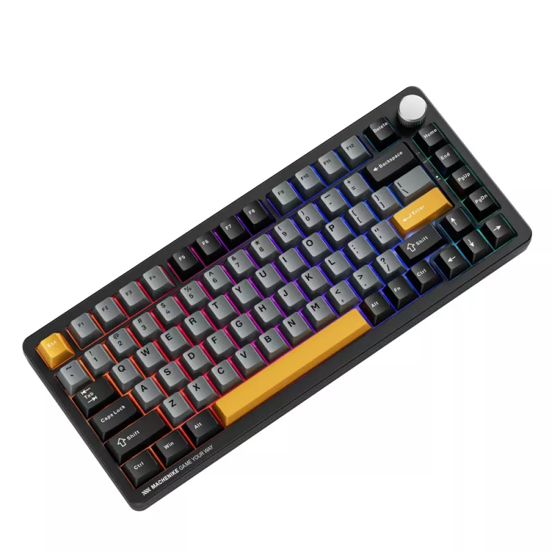 MACHENIKE K600-B82W tri-mode bezdrôtová mechanická herná klávesnica, 75% 82 klávesov, Gateron Silver Switches, Per-Key RGB, PBT keycaps, hot-swappable, čierna