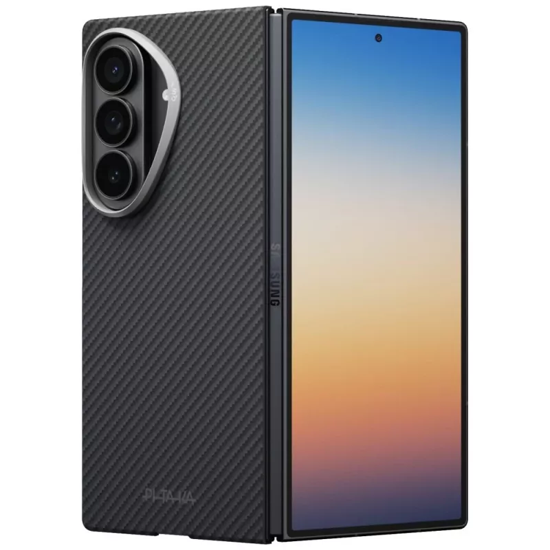 PITAKA Edge Case pre Samsung Galaxy Z Fold 8 Ultra – ochranné puzdro z aramidových vlákien, čierna/sivá (Overture Black)