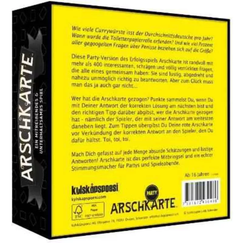 PEGASUS Arschkarte - Wer zieht den Kürzeren? Party-Edition kartová hra