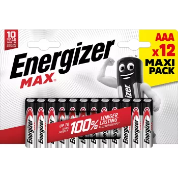 Energizer MAX AAA alkalické batérie, 1,5 V, balenie 12 ks