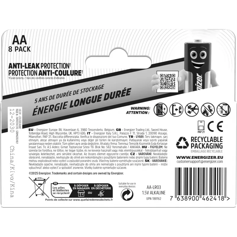 Energizer Everyday alkalické batérie AA/LR6 (DHP8)
