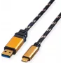 ROLINE GOLD USB 3.2 Gen 1 USB-A na USB-C kábel, 1m, čierny, pozlátené konektory