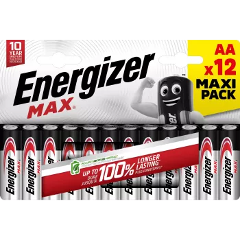 Energizer Max alkalické batérie AA, 1,5 V, balenie 12 ks