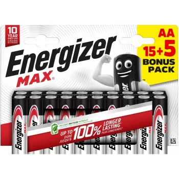 Energizer Max AA alkalická batéria LR6 1,5 V, 20 ks (E303329900)